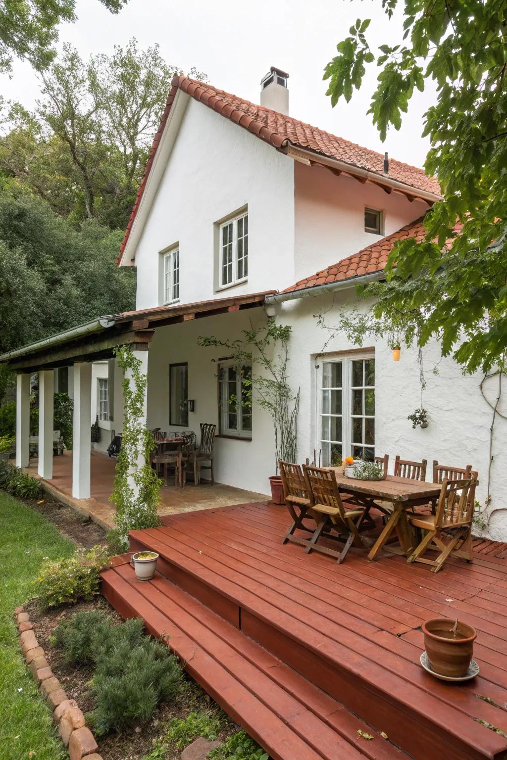 Reddish brown brings a rustic vibe to your outdoor space.