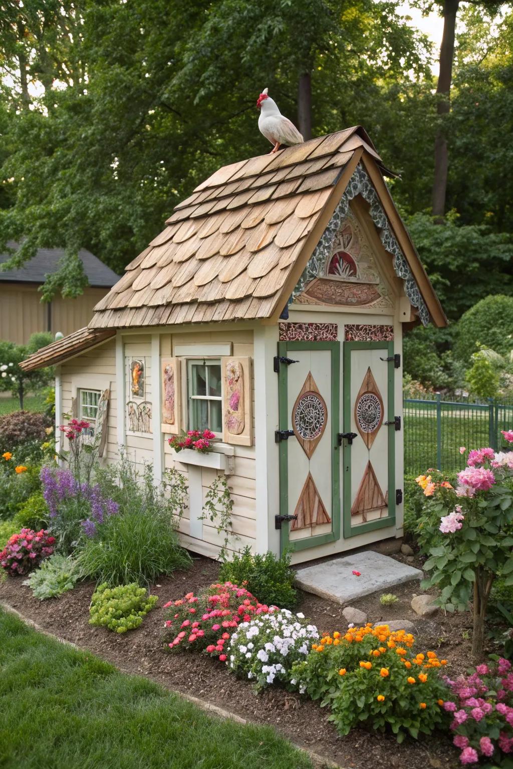 A fairytale cottage coop that adds whimsy and charm to any backyard.