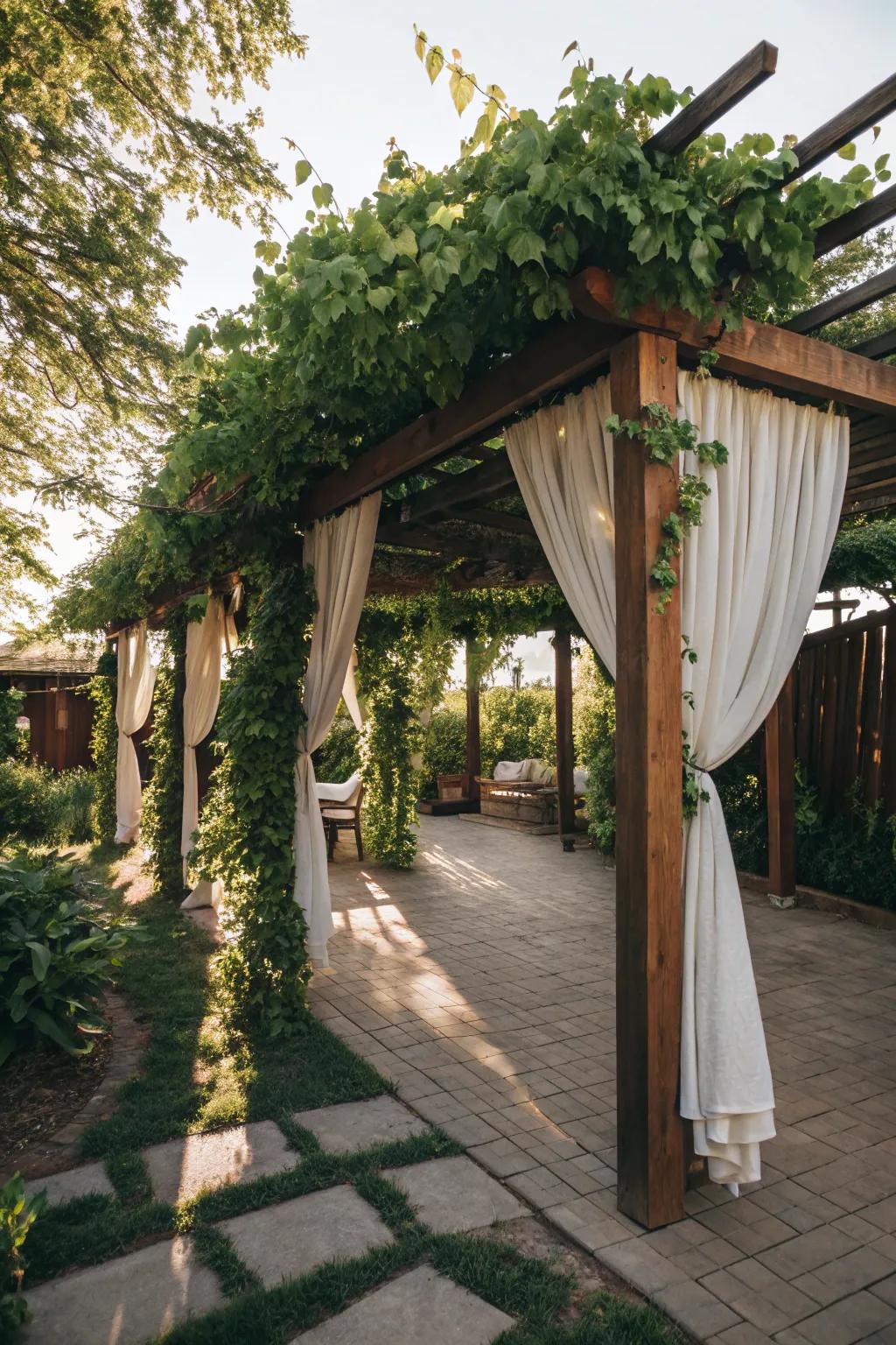 A pergola offers shade and elegance to your outdoor living area.