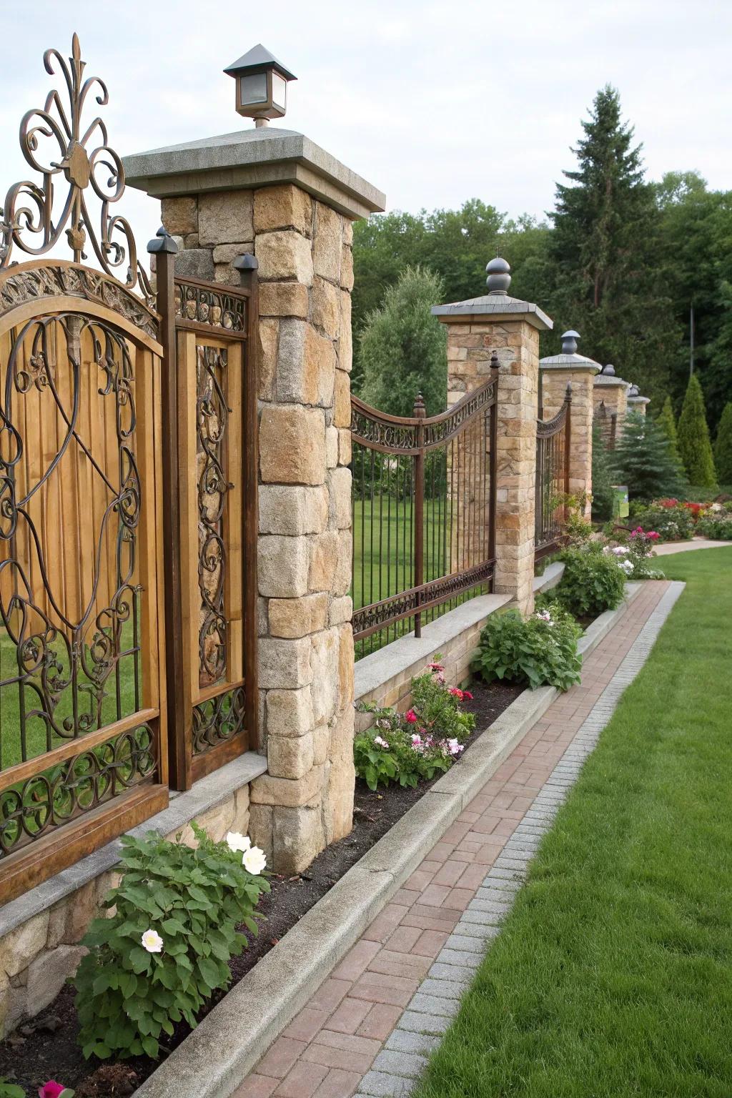 Enhance your fence with a mix of materials for added texture.