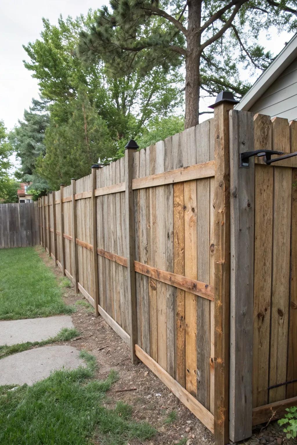 Embrace rustic charm with reclaimed wood fence panels.