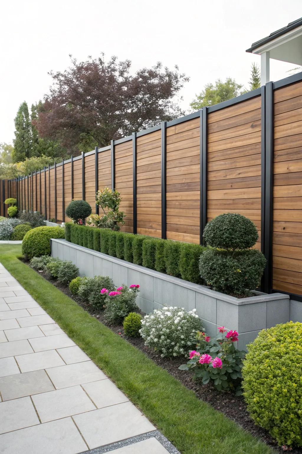 Blend wood and metal for a strikingly modern fence design.