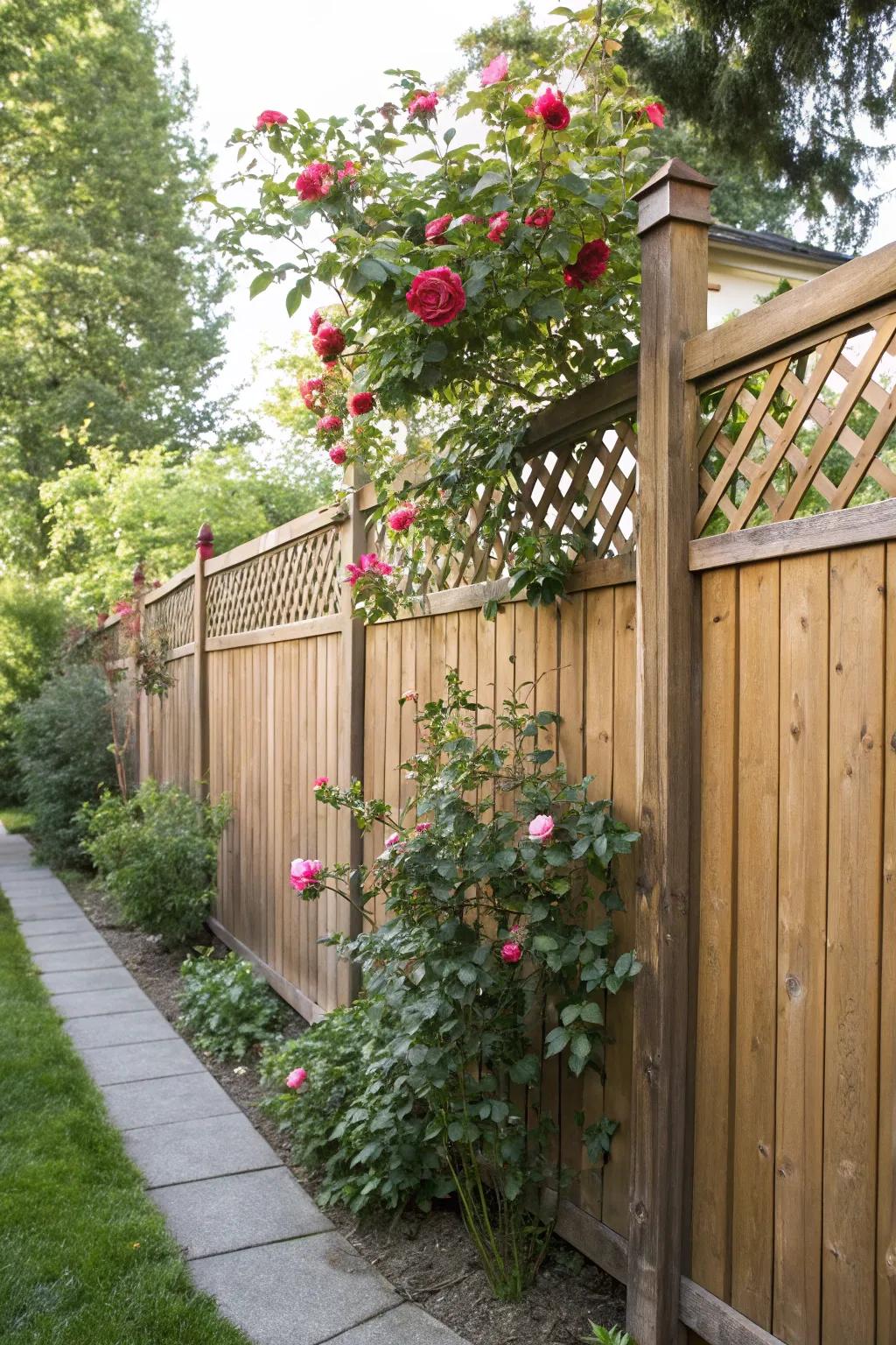 Elevate your fence with a charming lattice top.