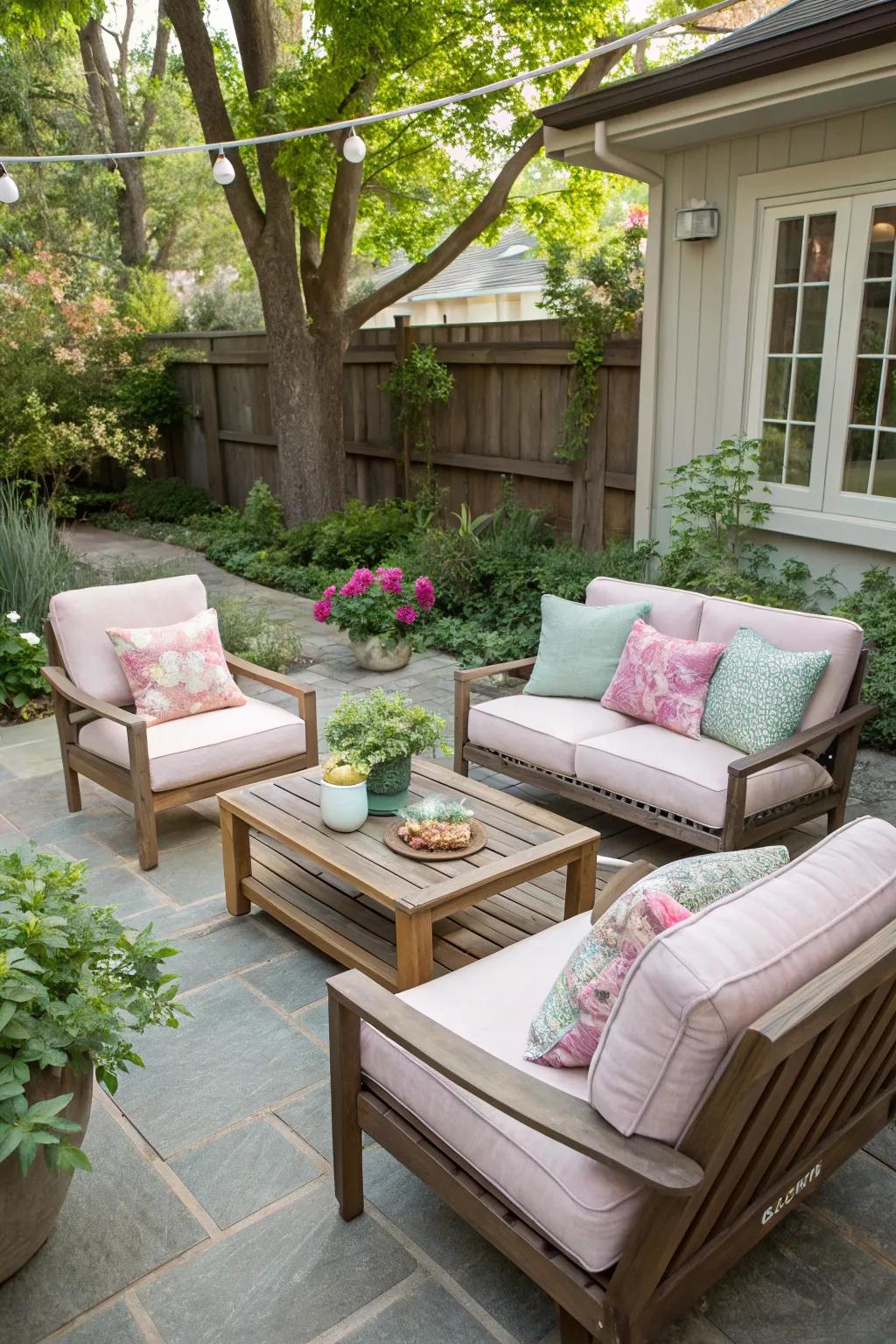 Plush seating makes a patio comfortable and inviting.