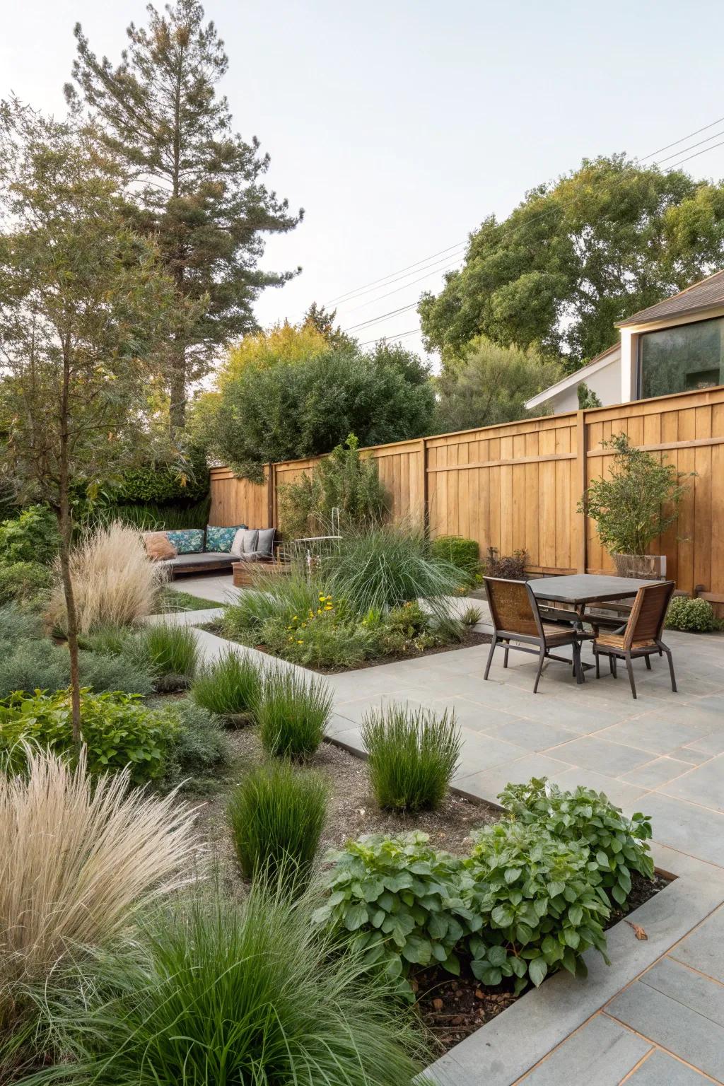 Biophilic design integrates nature into patio spaces.