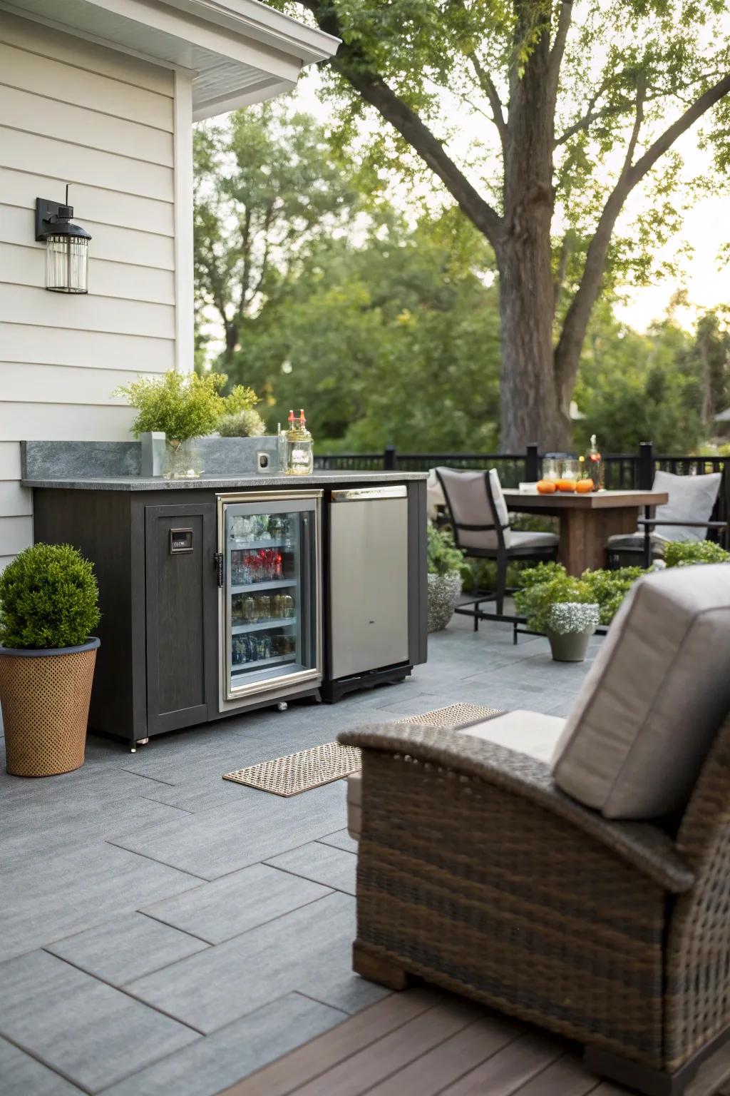 Built-in bars enhance entertaining spaces.