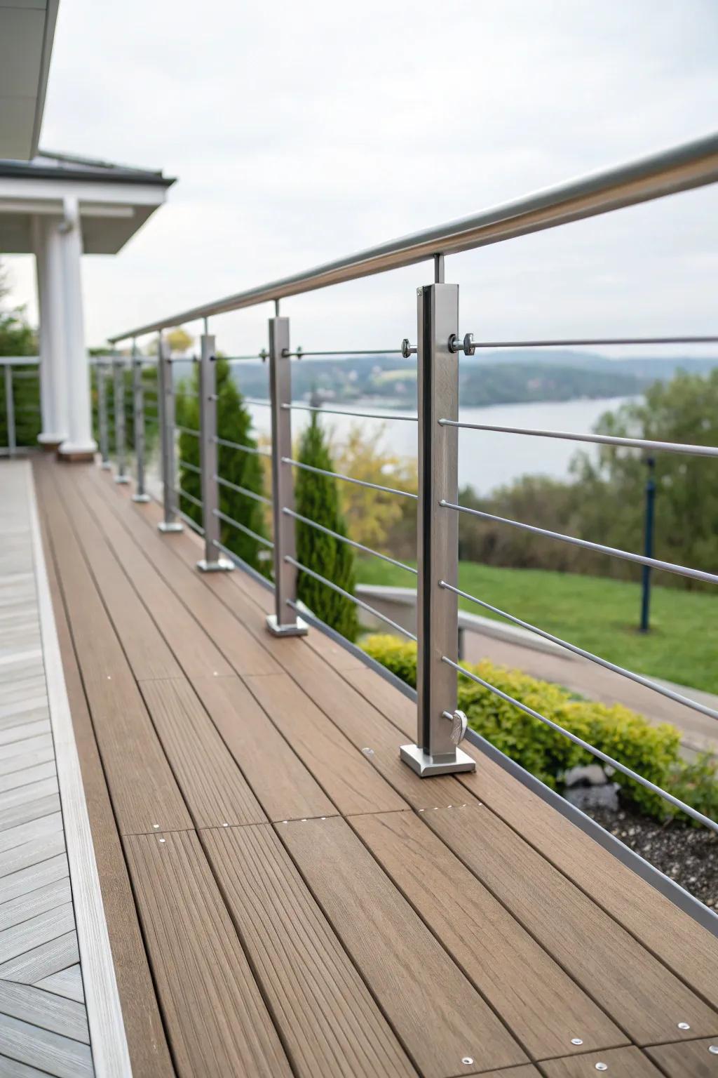 A chic blend of materials for a modern deck aesthetic.