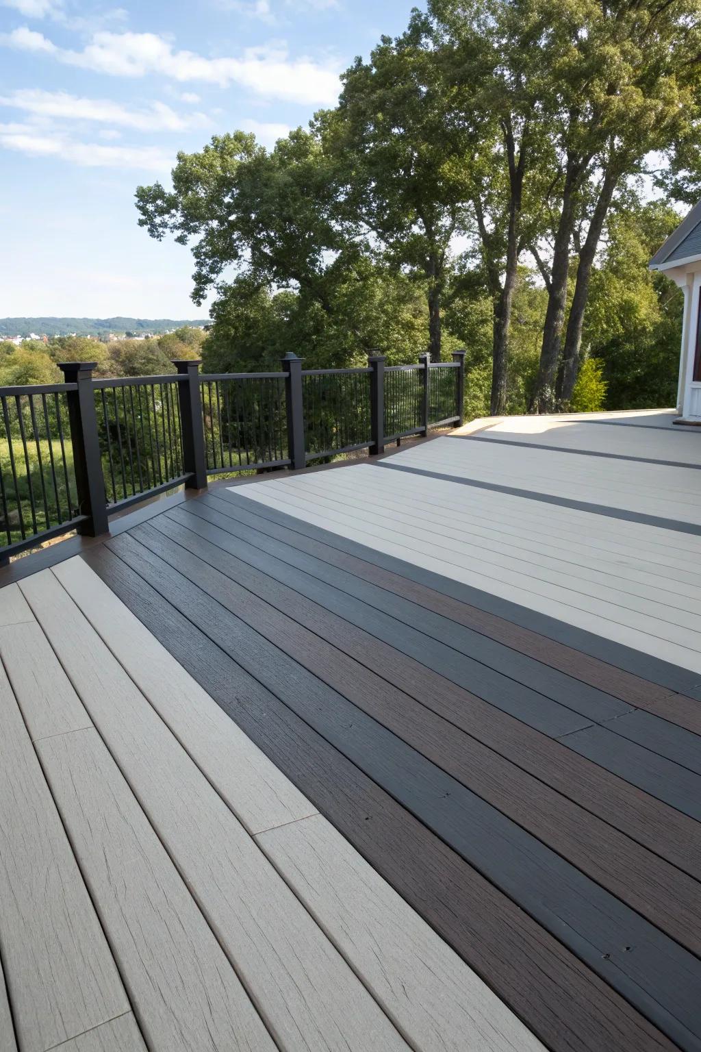 Color contrasts bring a unique style to this composite deck.