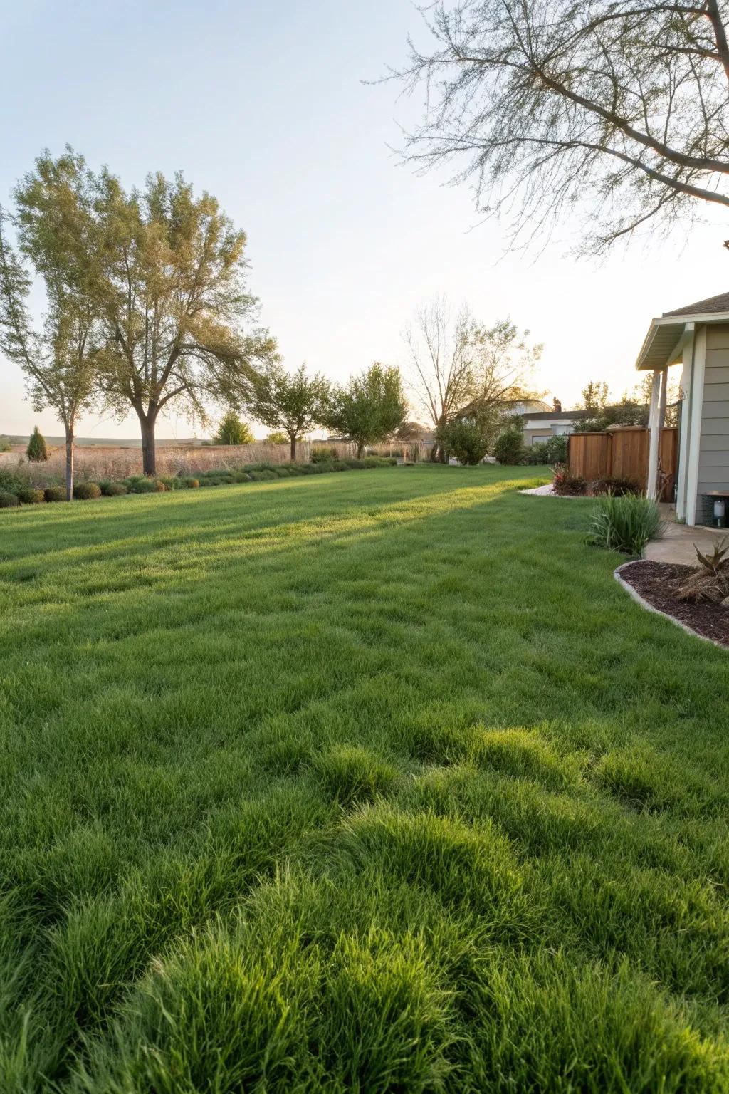 A lush no-mow fescue lawn offering a low-maintenance alternative to traditional grass.