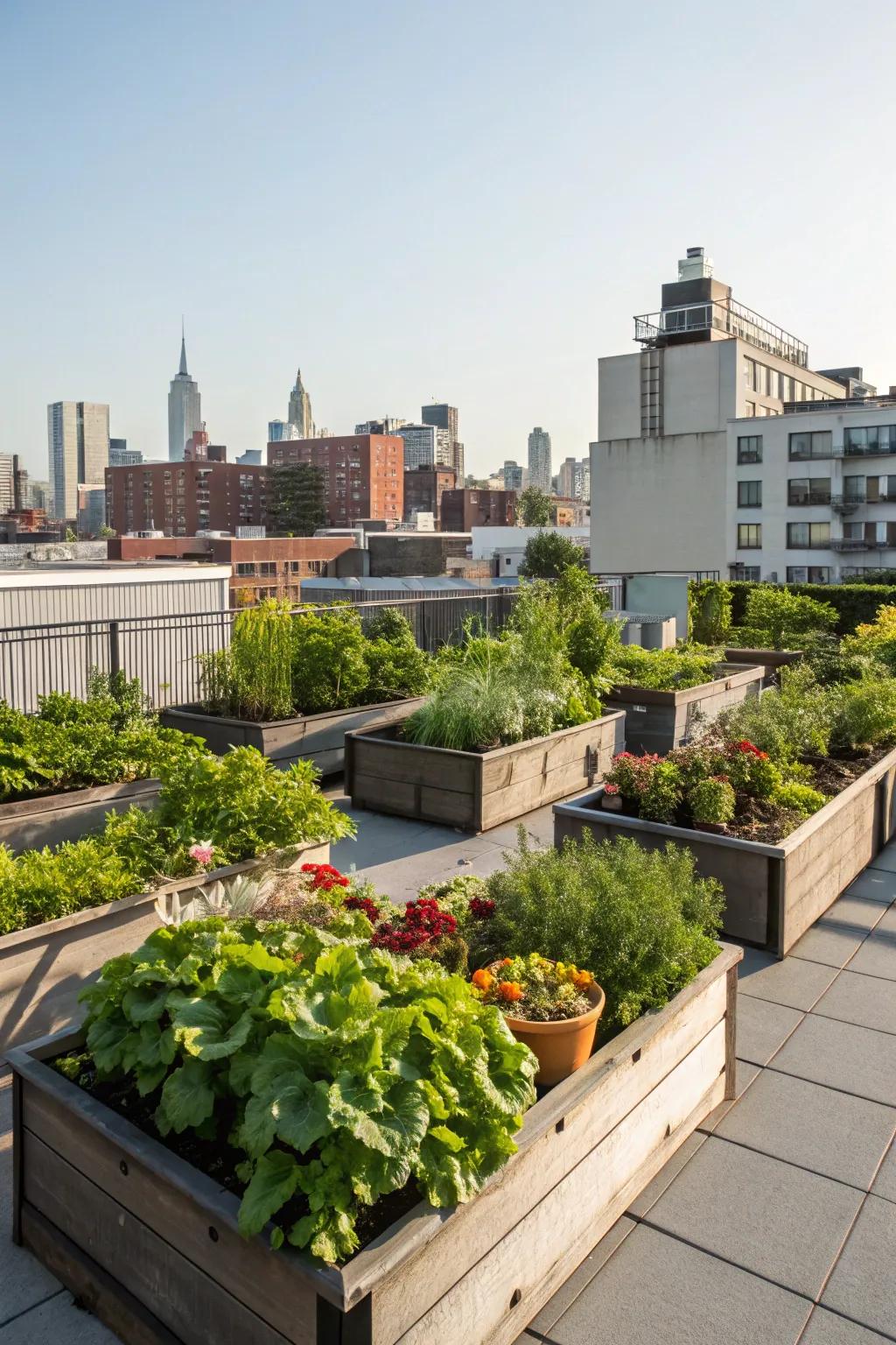 Rooftop gardens turn unused space into productive and sunny vegetable patches.