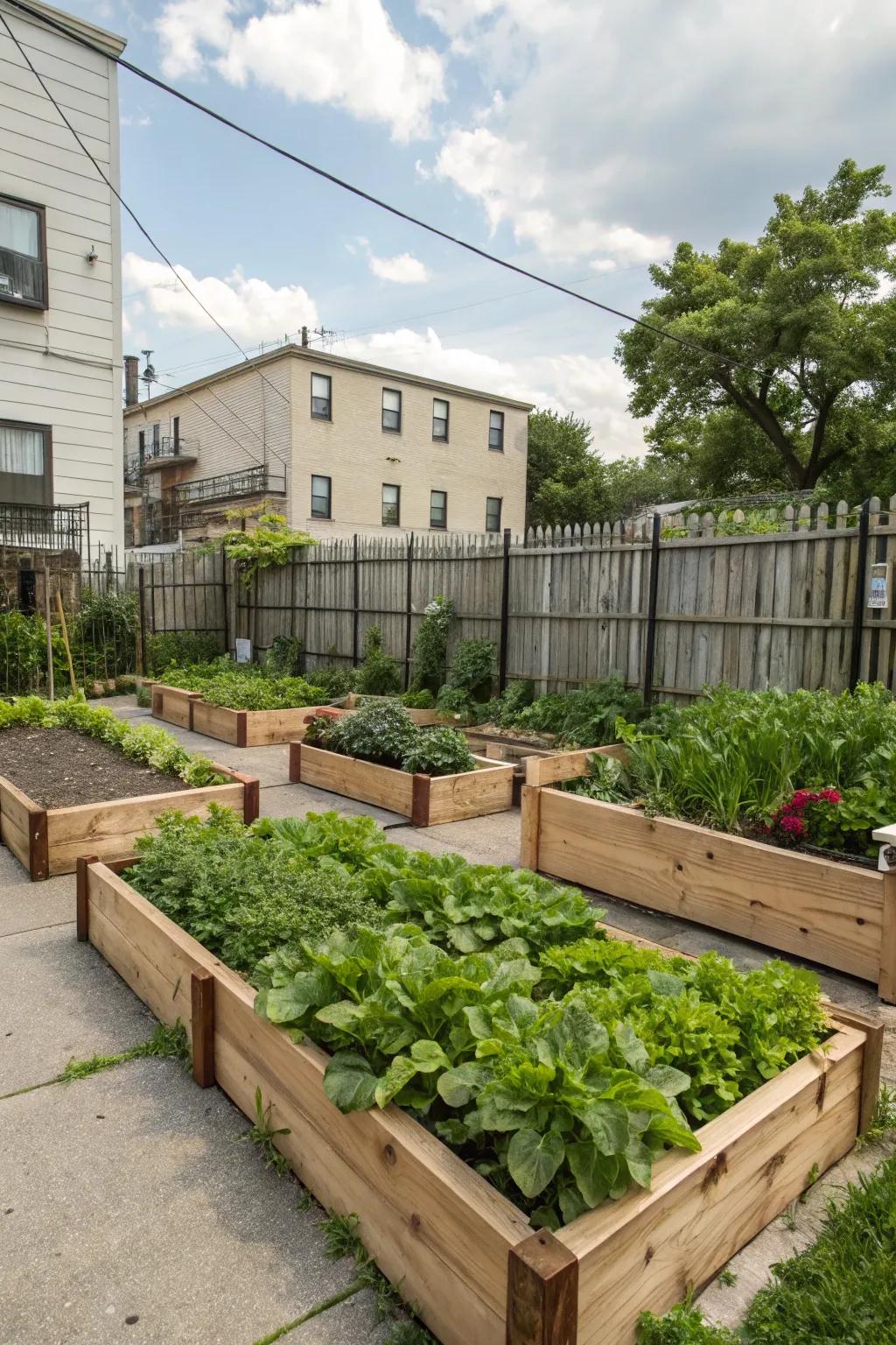 Raised beds make urban gardening a breeze, even in small spaces.