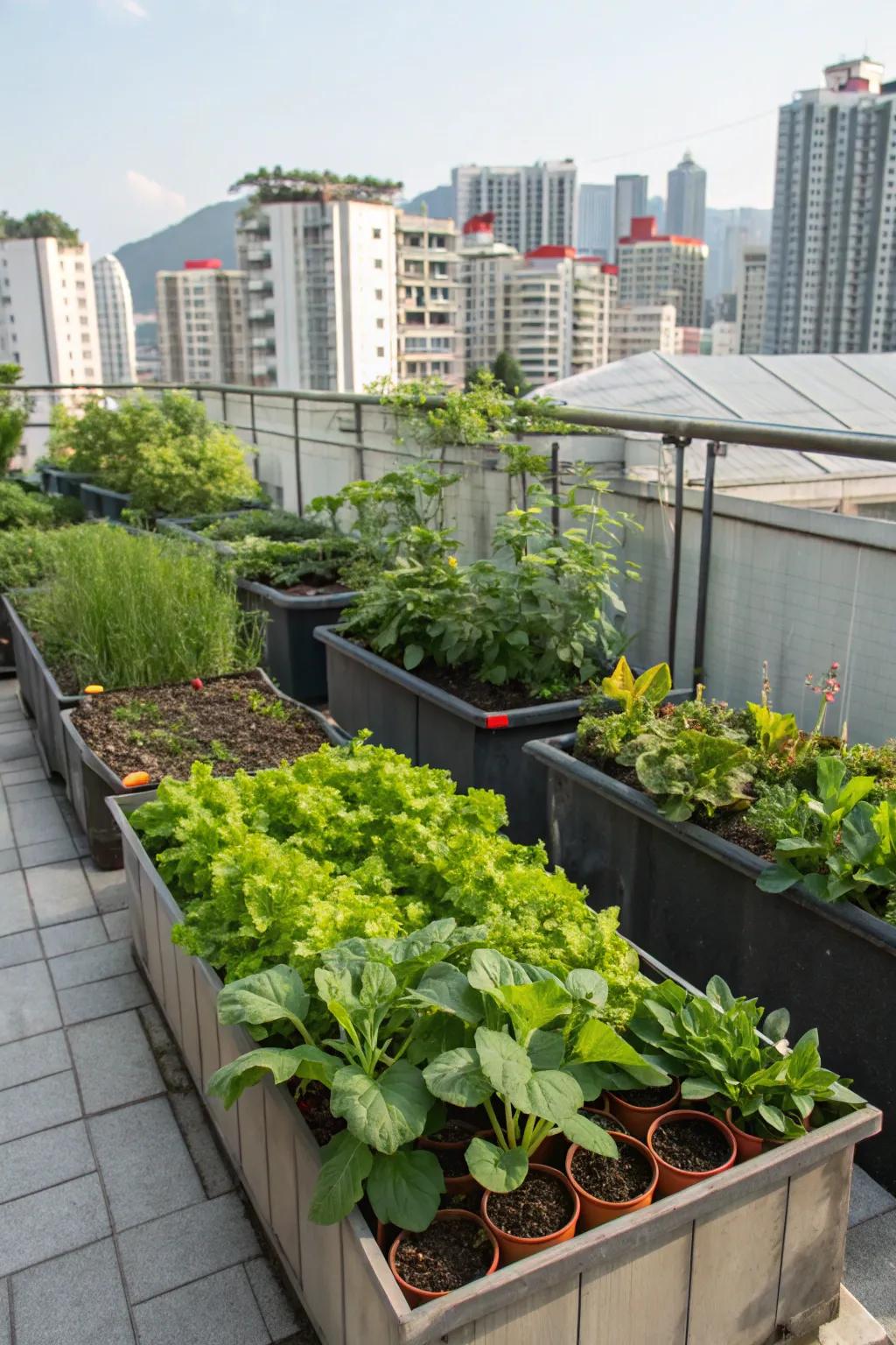 Self-watering containers ensure consistent moisture for healthy plant growth.