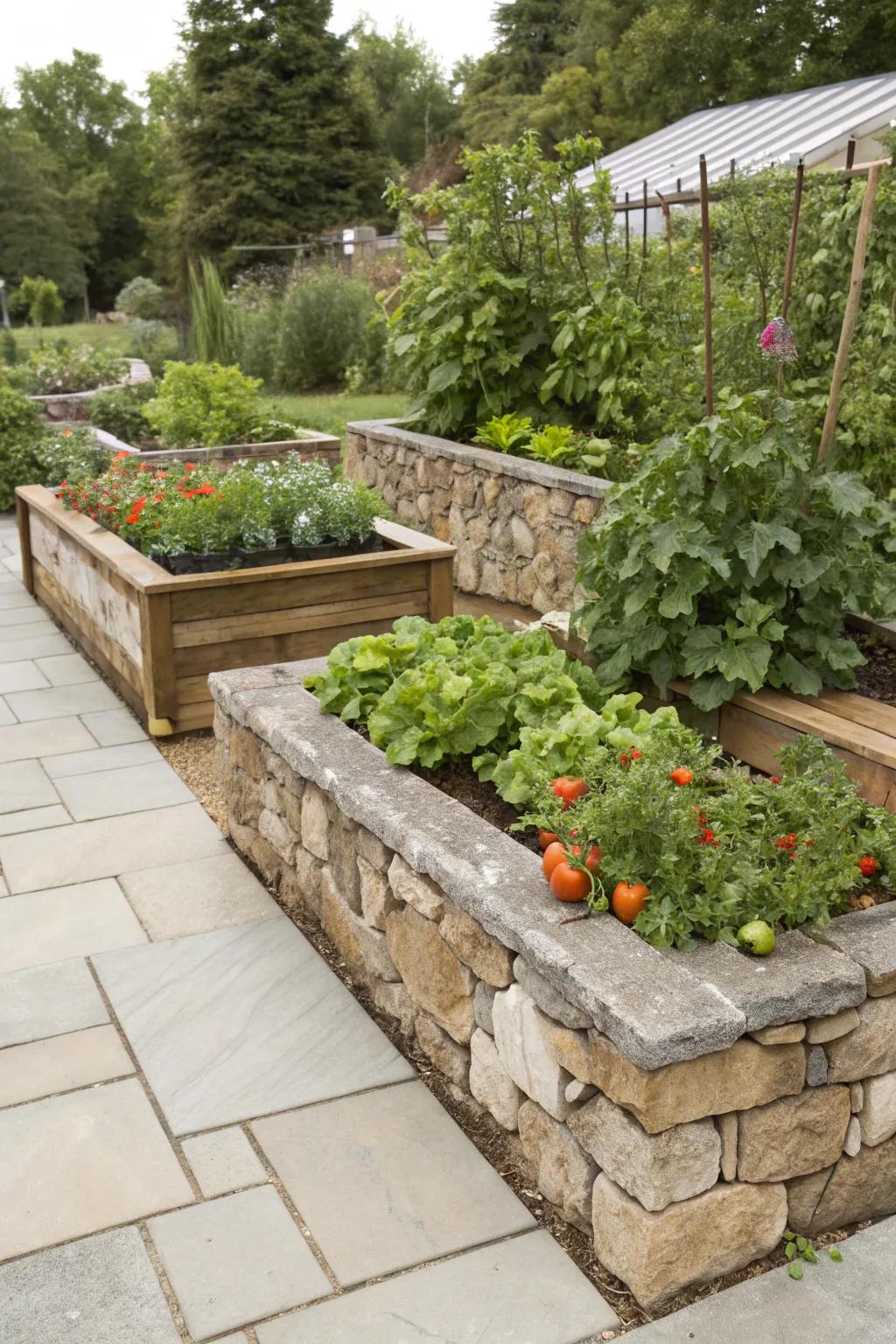Beautifully designed raised beds add elegance to urban gardens.