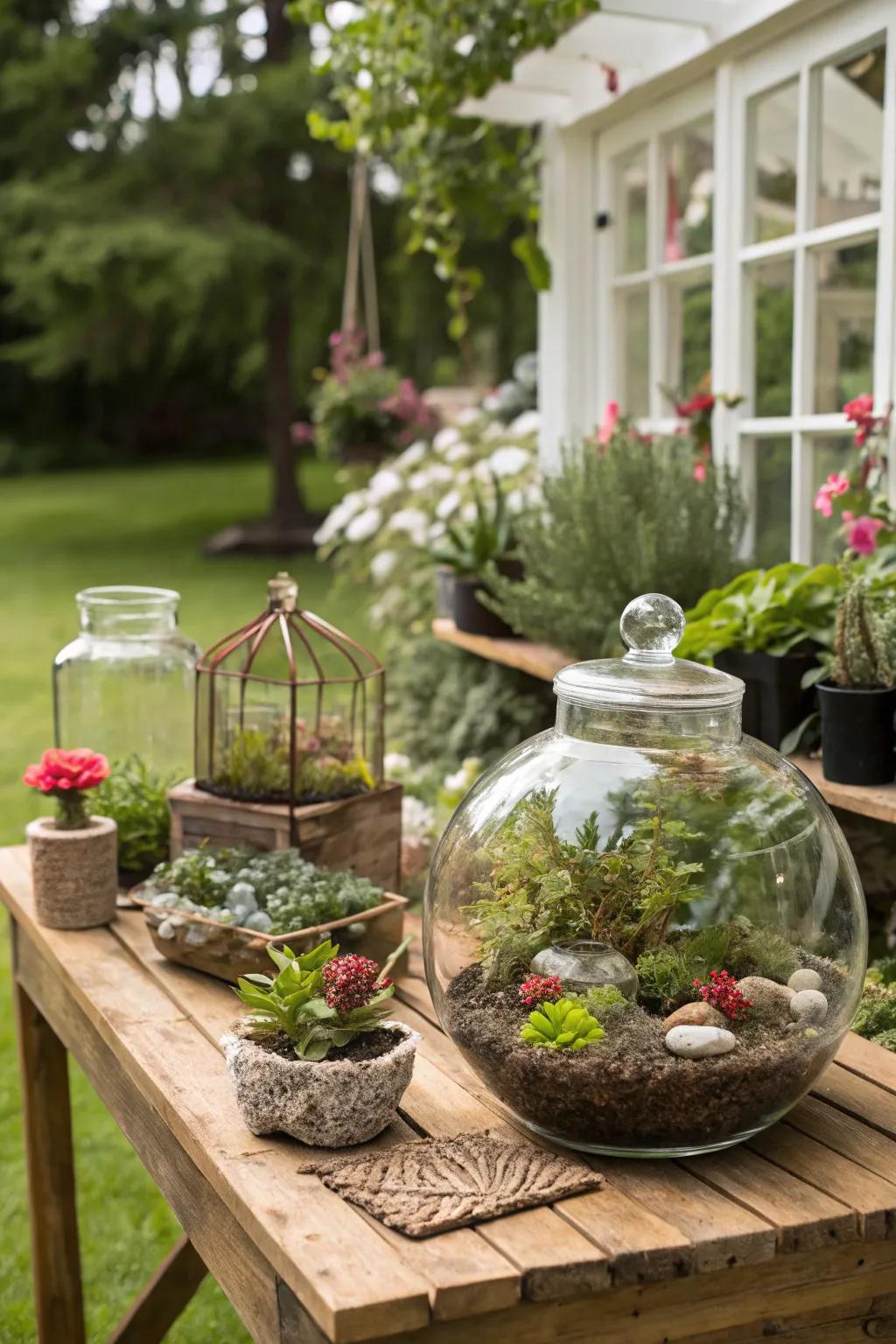 Create your own mini garden at this DIY terrarium station.