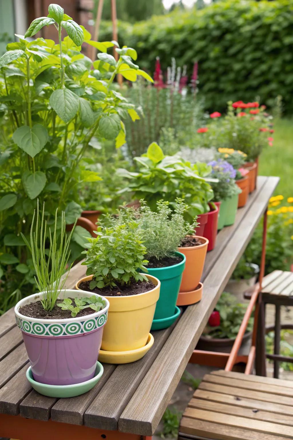 An interactive herb station for guests to create their own take-home gifts.