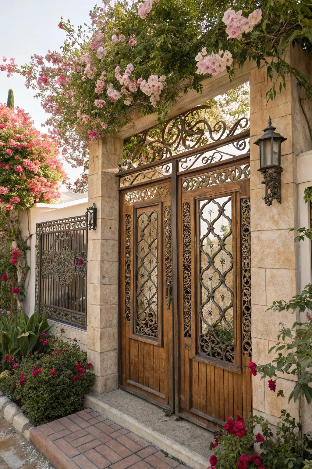 Decorative details add a unique and artistic flair to any gate.
