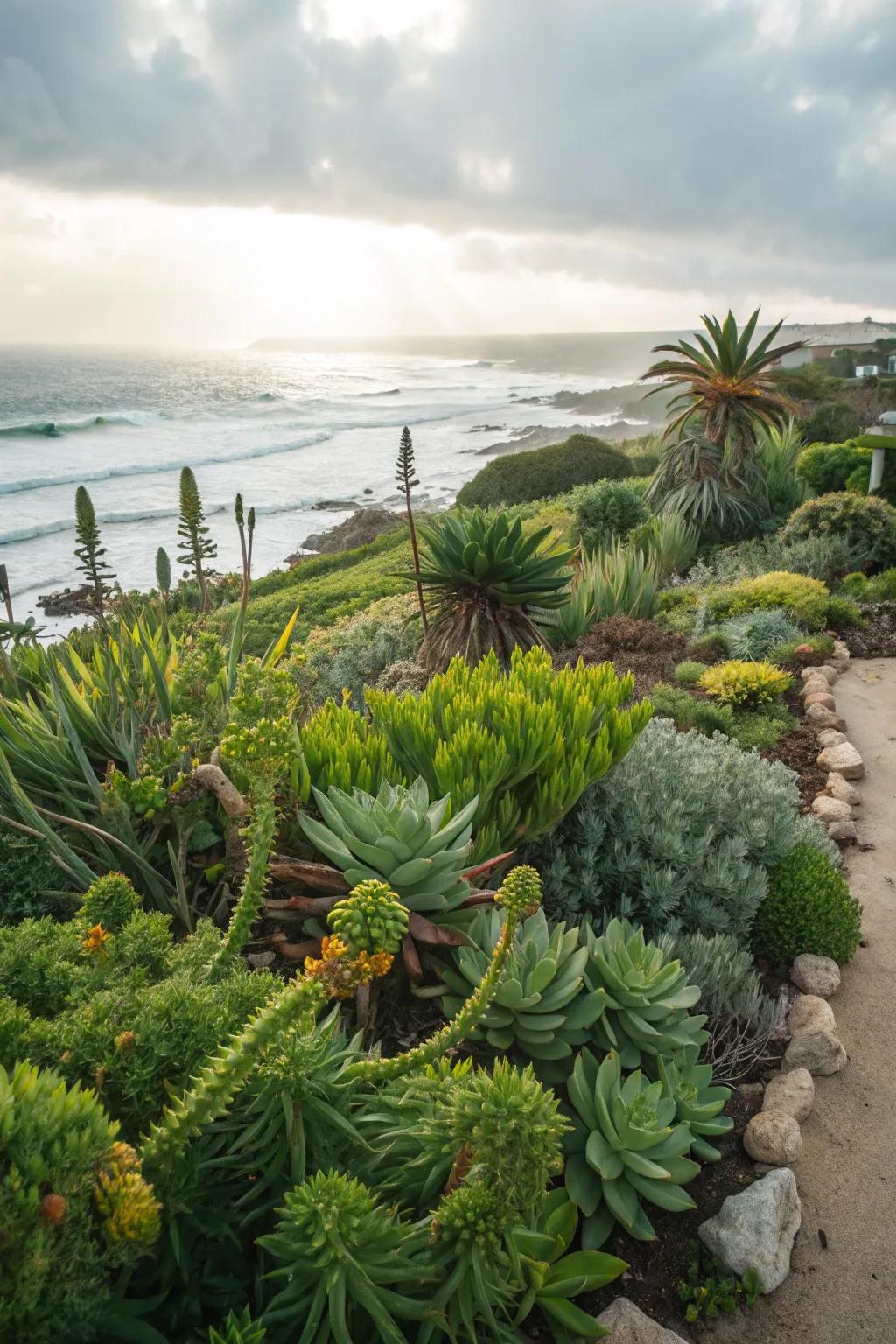 Salt-tolerant plants ensure your garden flourishes in coastal conditions.