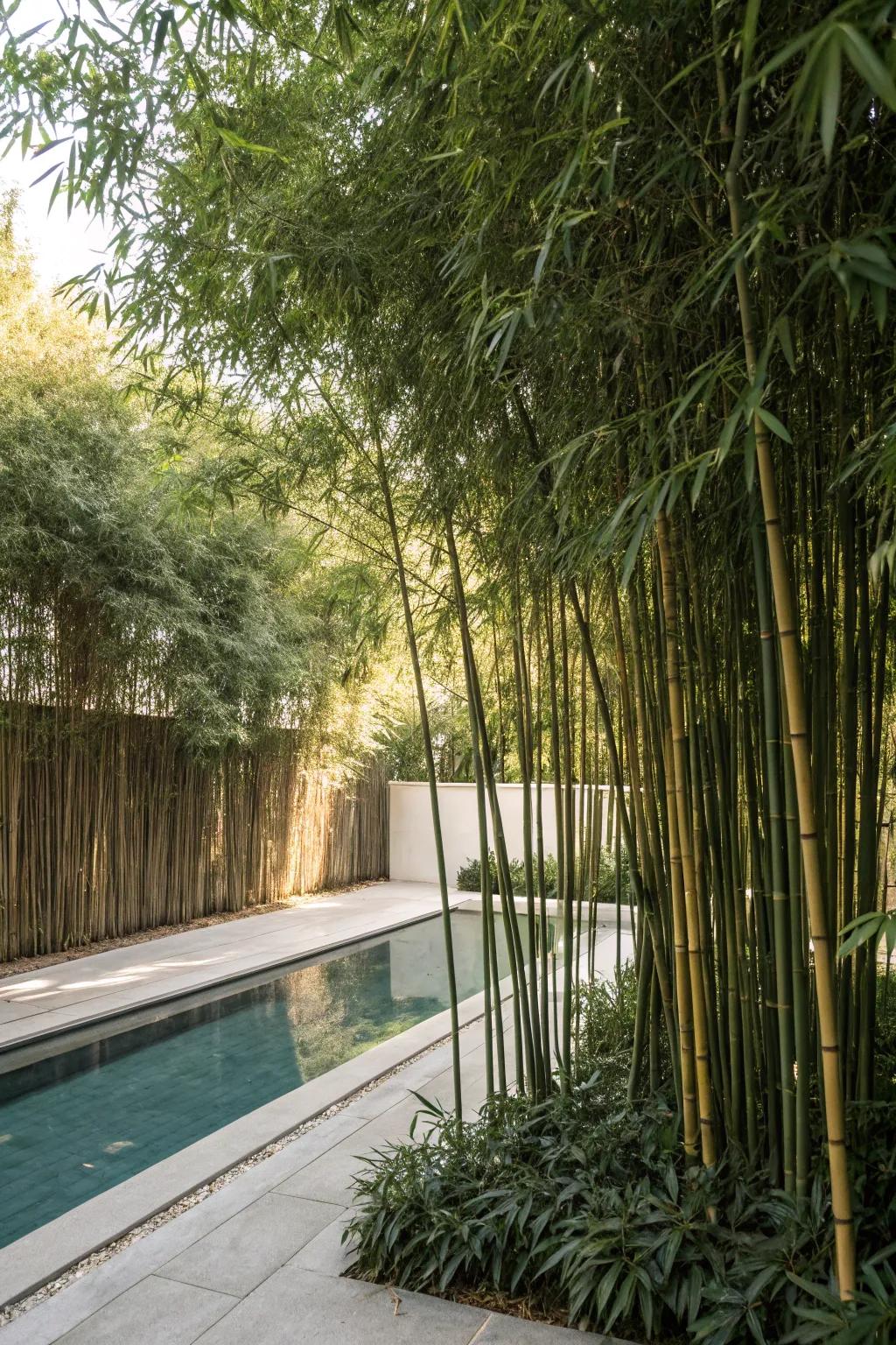 Tall bamboo providing natural privacy and a tranquil setting.
