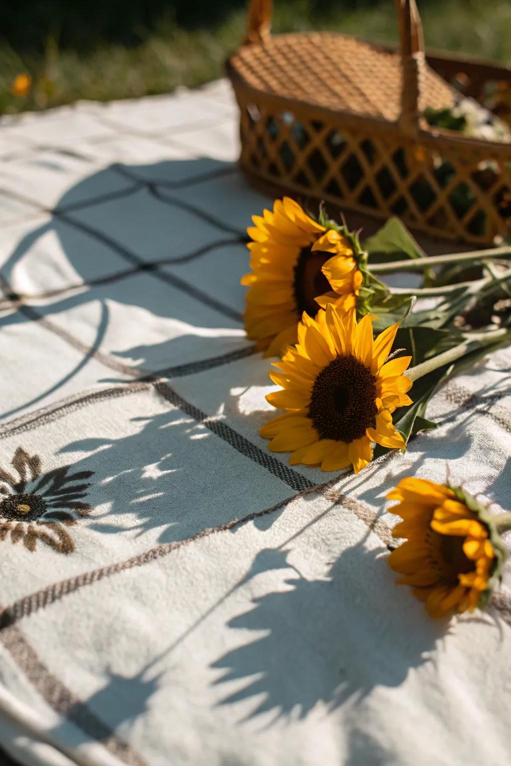 Sunflower shadows creating artistic photography moments