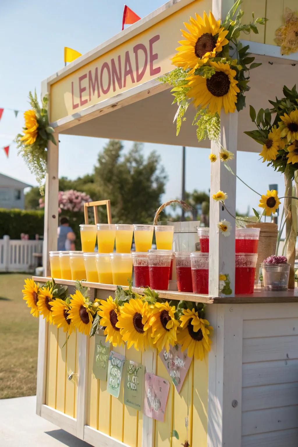 A sunflower lemonade stand quenching thirsts in style