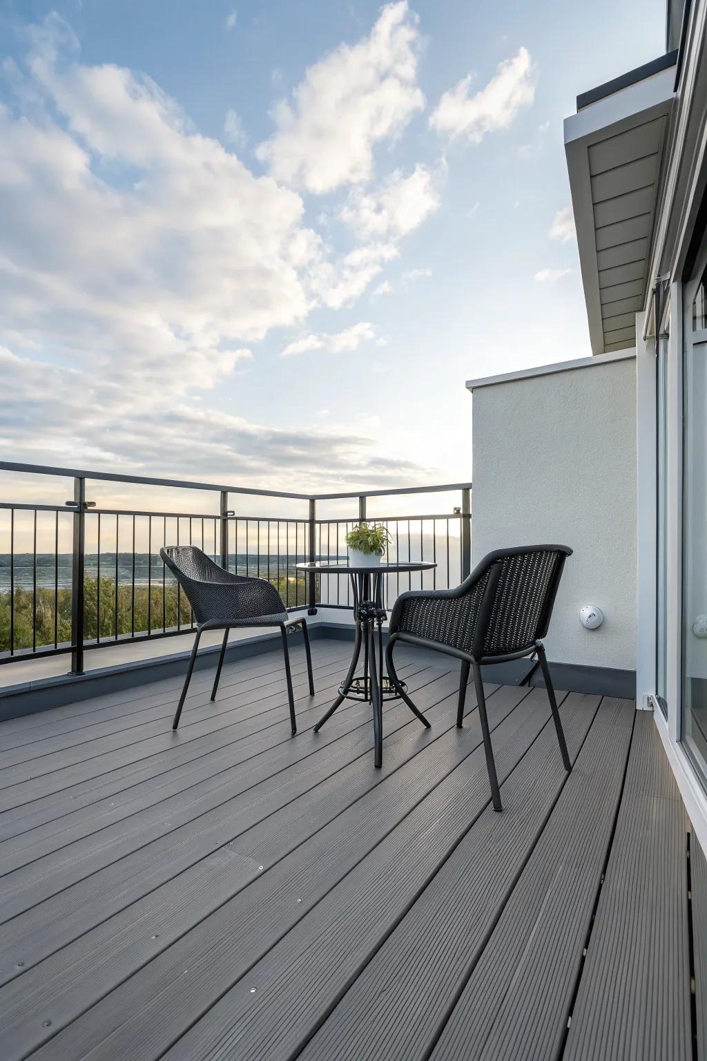 Modern minimalist deck design with a clean and sleek appearance.