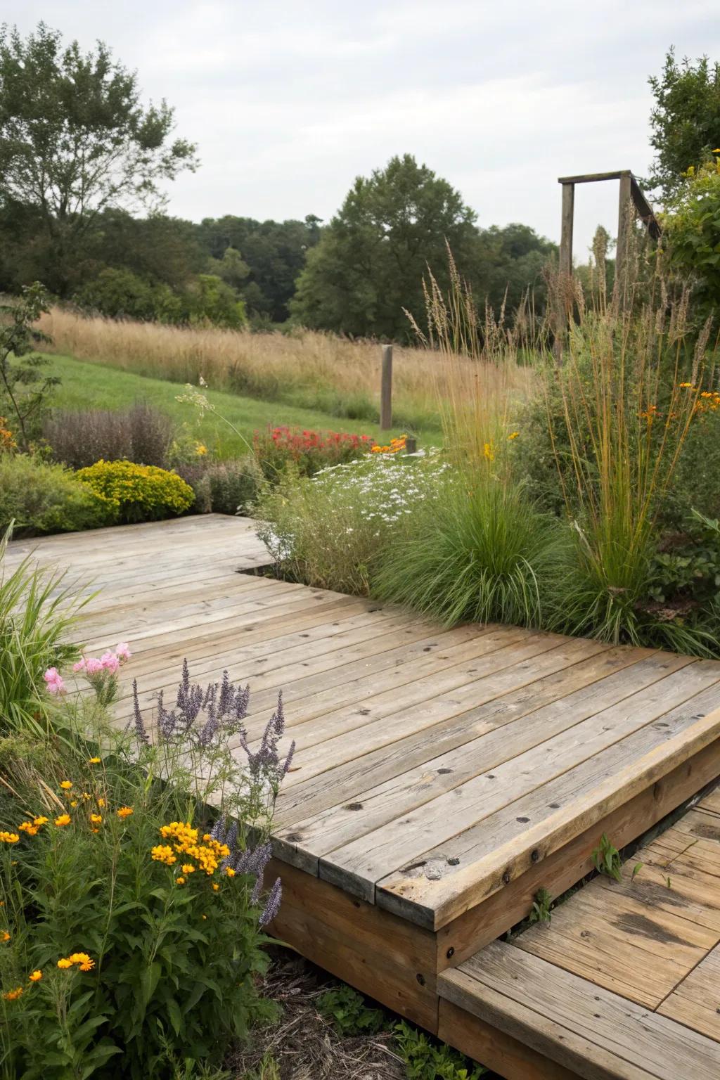 An eco-friendly deck design using sustainable materials.