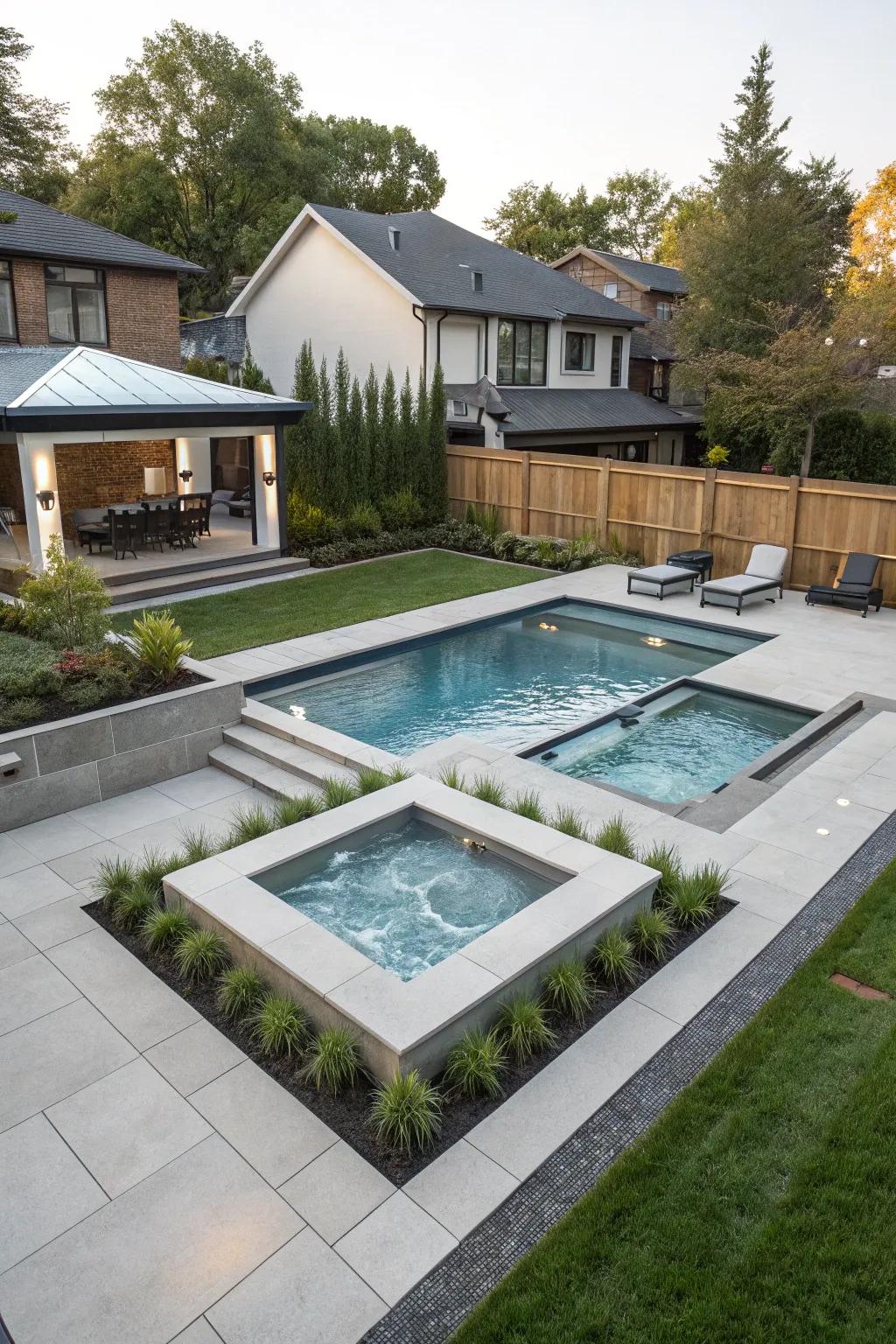 Geometric designs offer a modern and artistic touch to your pool area.