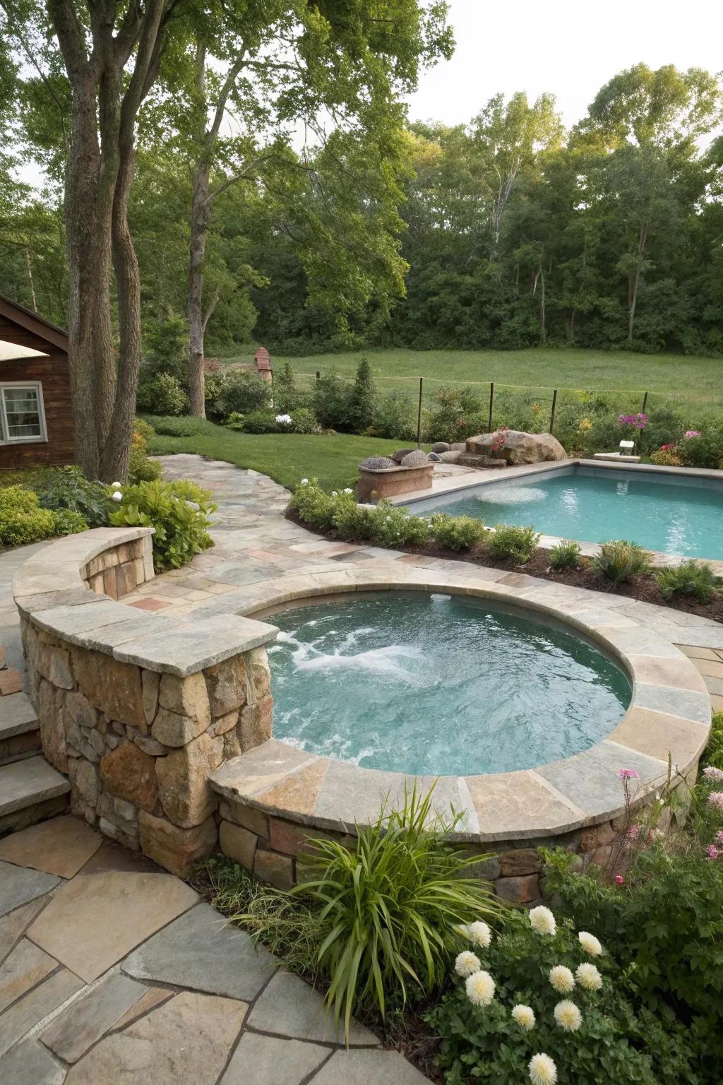 Natural stone transforms your pool area into a rustic oasis.
