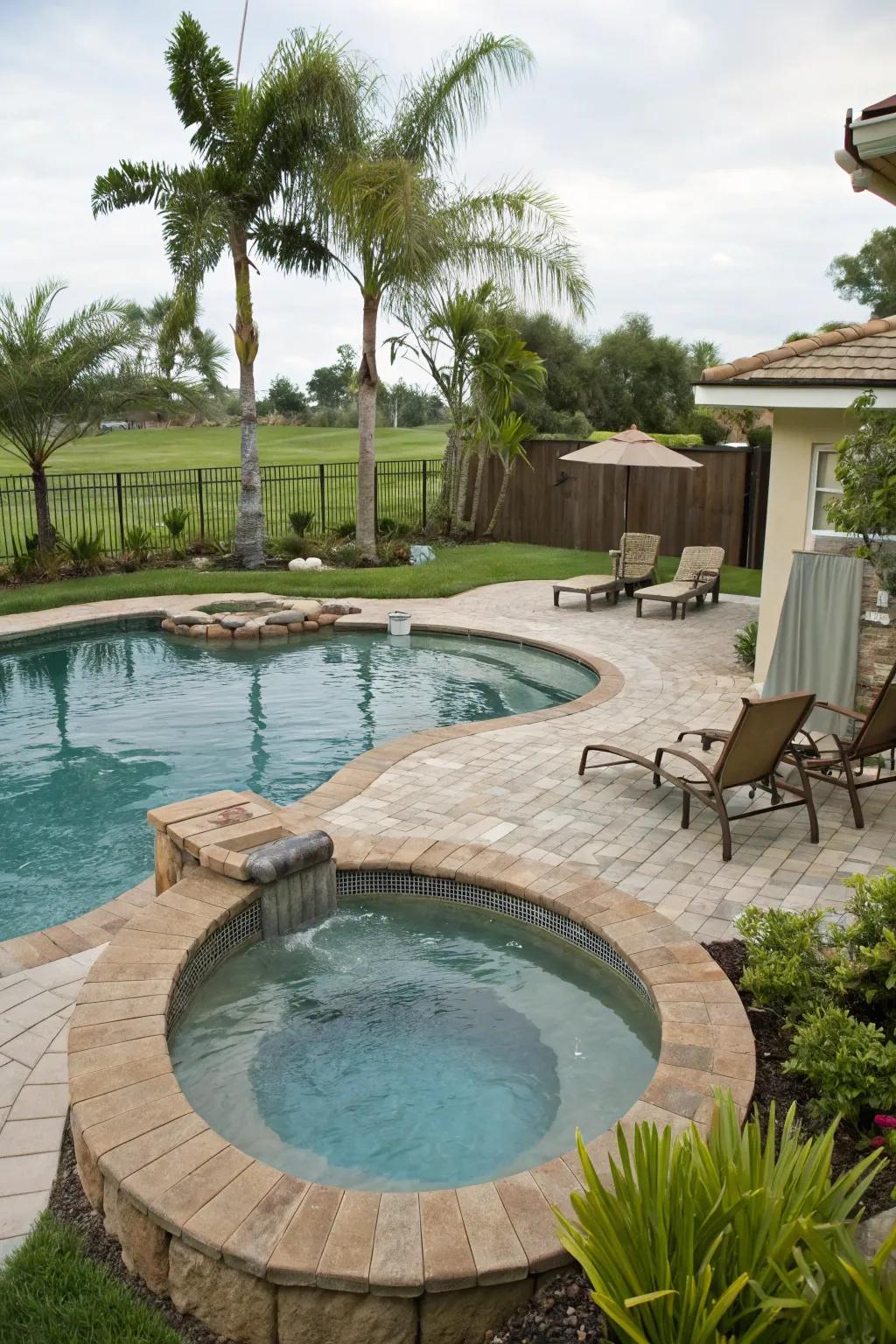 A beach entry adds a playful and family-friendly touch to your pool.