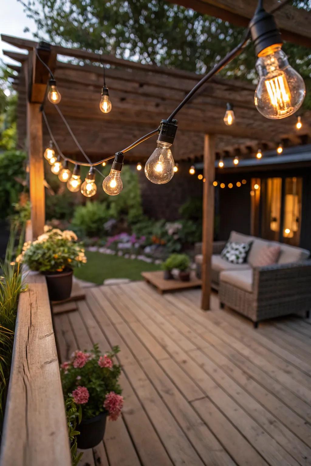 Rustic lighting adds a magical touch to any outdoor space.