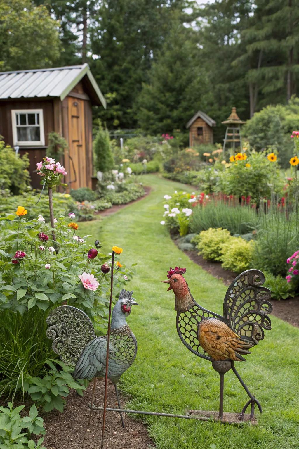 Decorative farm animals add a fun nod to farm life.