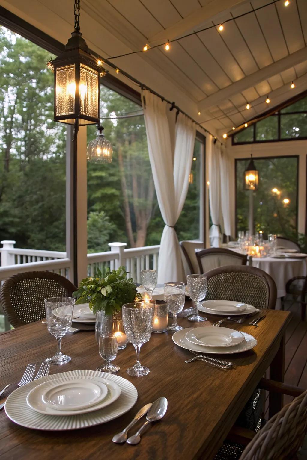 Dine al fresco with a versatile retractable screened porch.