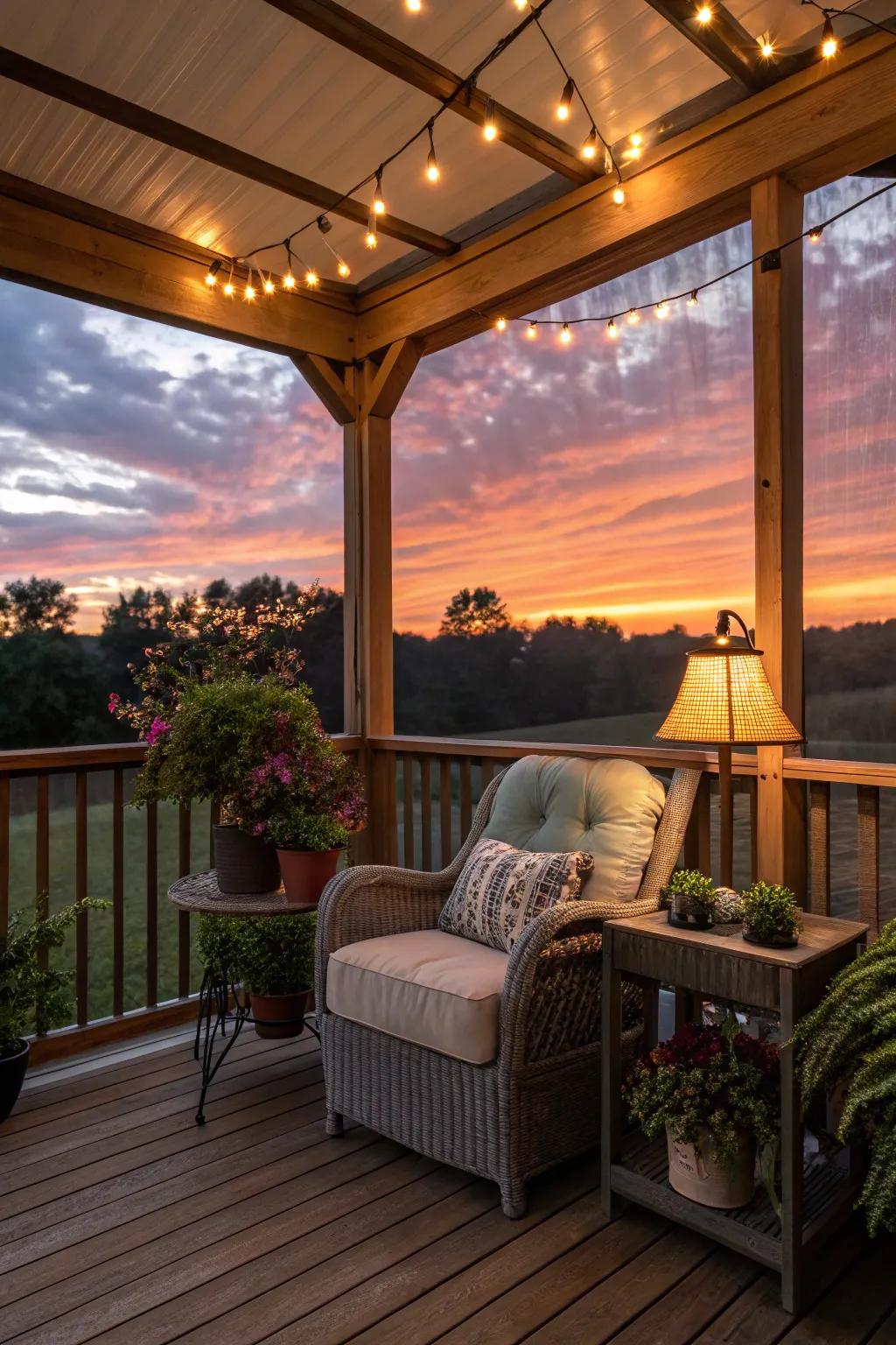 Enjoy stunning sunsets from your screened porch.
