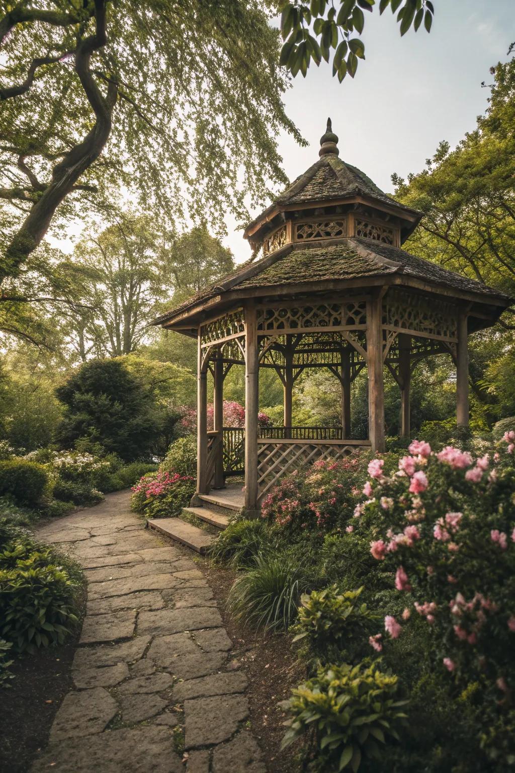 A tea pavilion offers a luxurious spot for gatherings.
