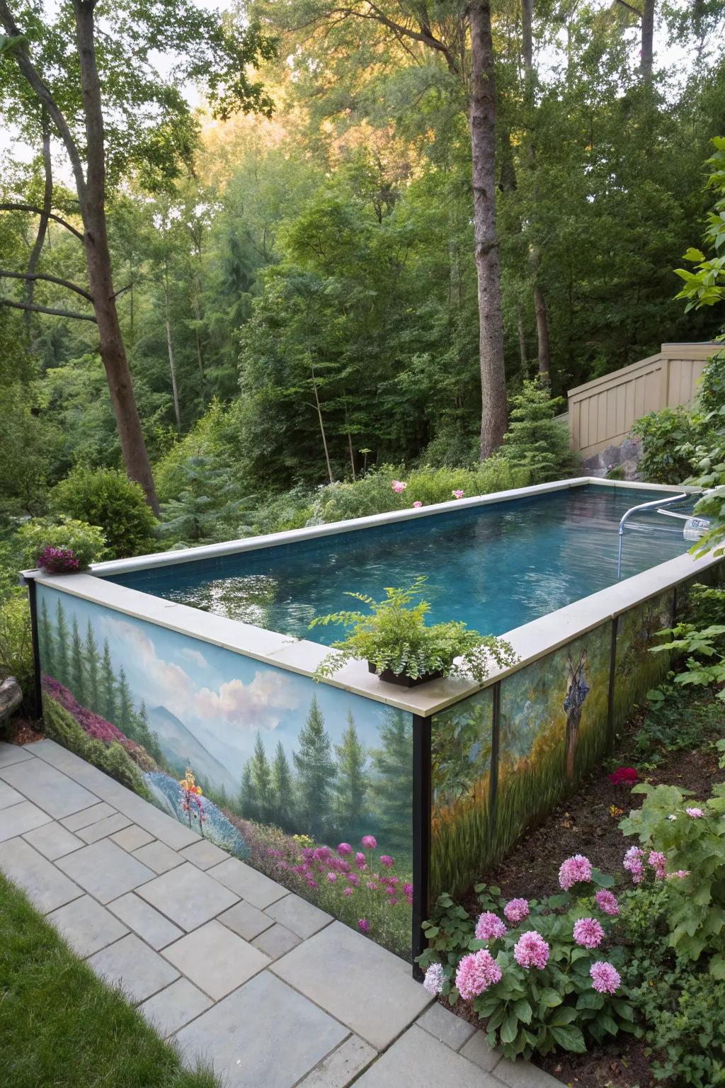 A nature-inspired mural adds tranquility and beauty.