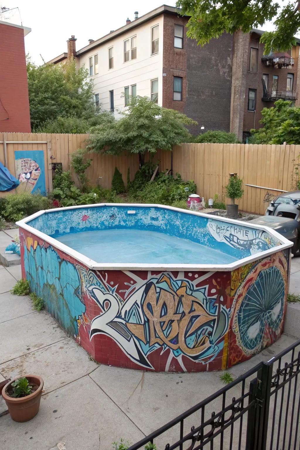 Graffiti art adds an edgy, urban vibe to your pool.
