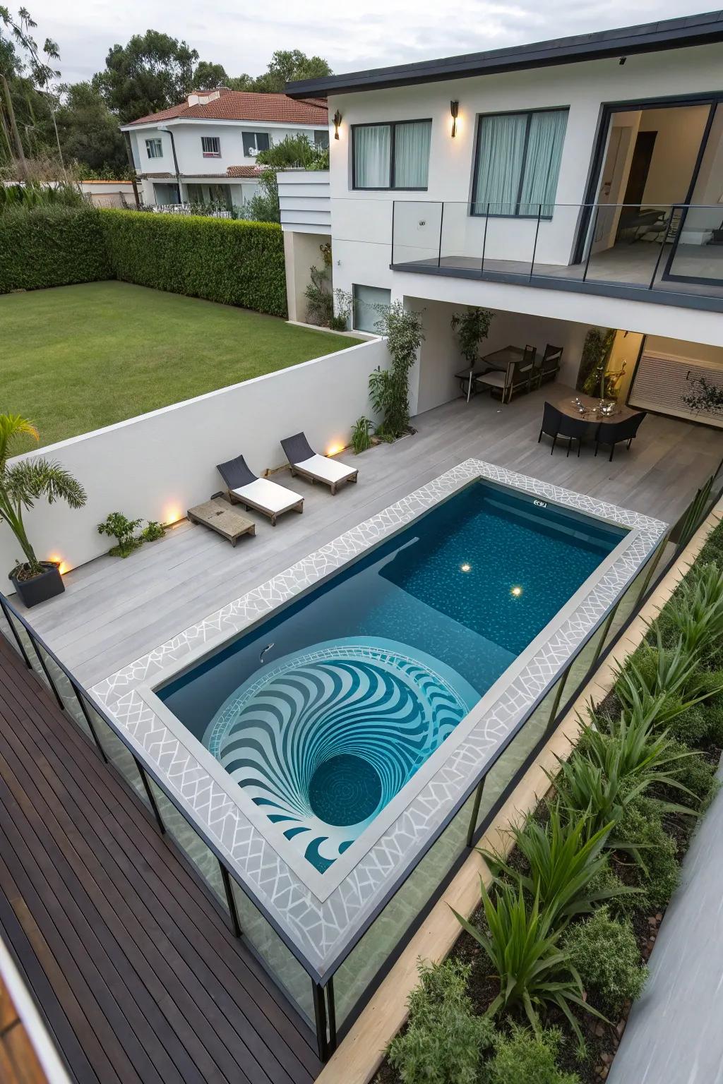 Optical illusions add a quirky and fascinating twist.