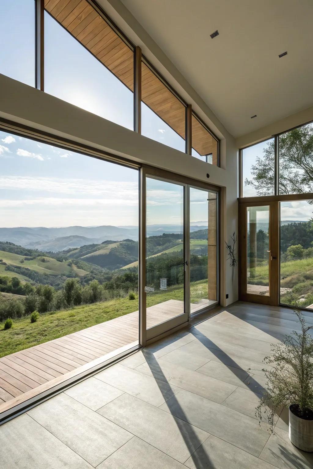 Open-concept interiors enhance the spacious feel of hillside homes.