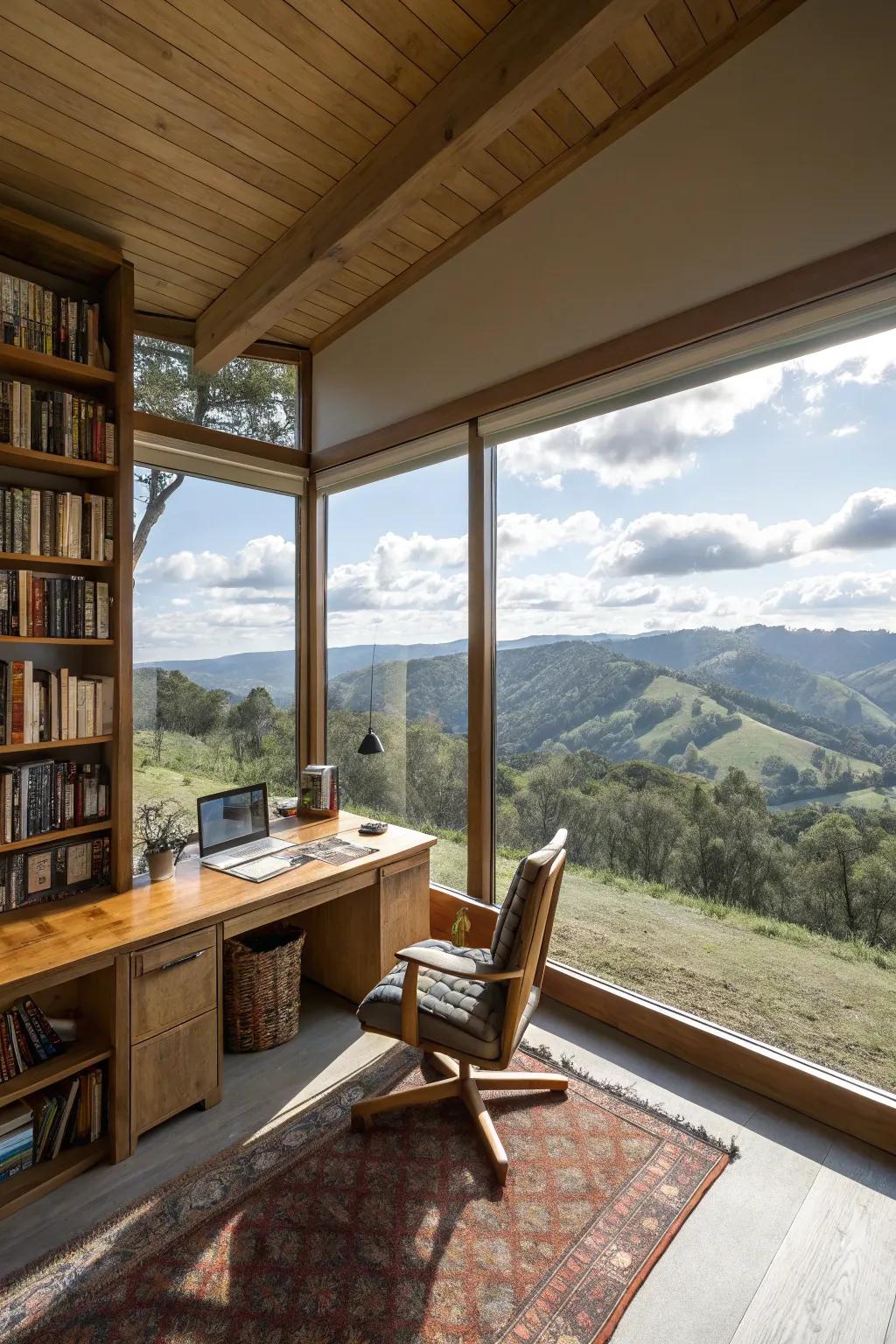 A home office with a view can boost creativity and work satisfaction.