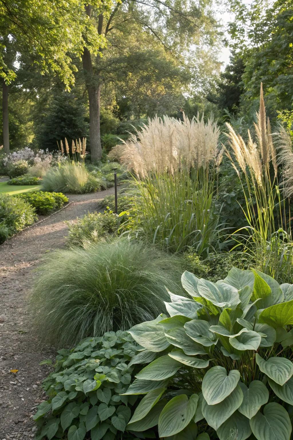 A garden featuring a captivating mix of textures and forms.