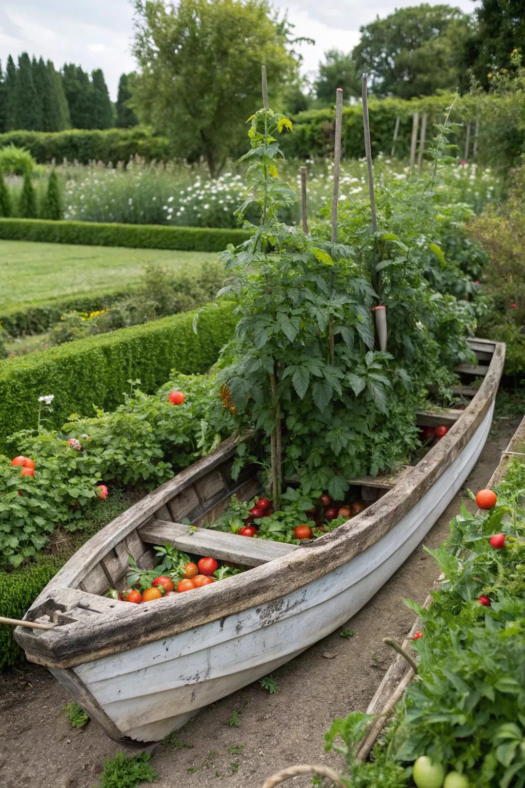 A floating vegetable garden bursting with life