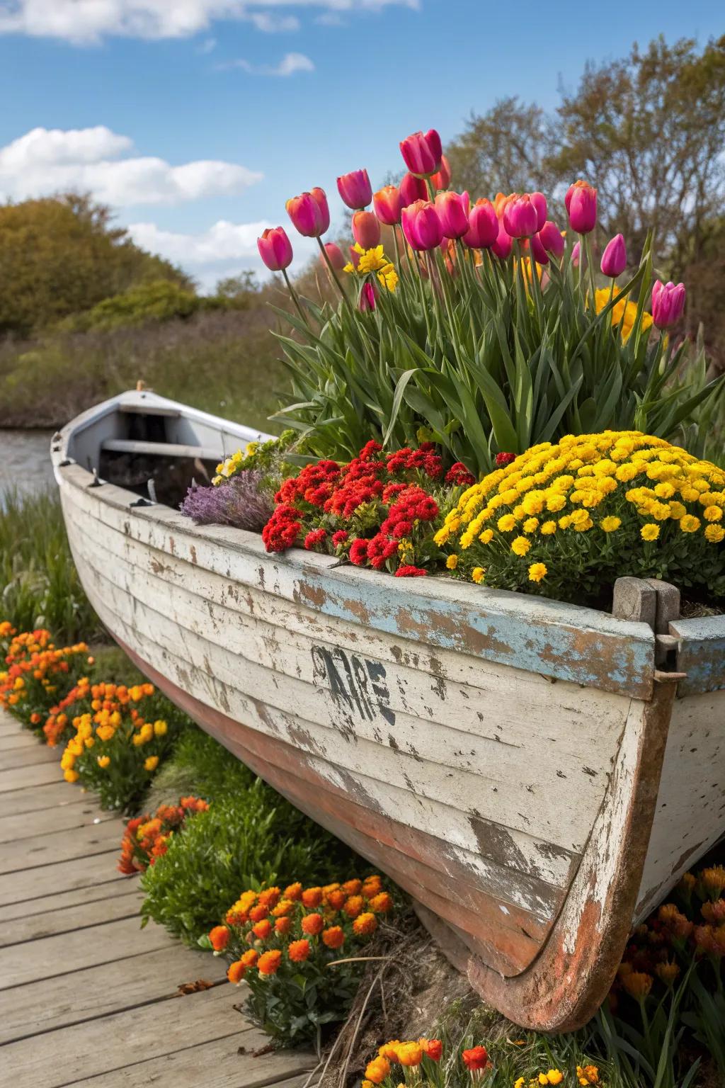 A boat planter that evolves with the seasons