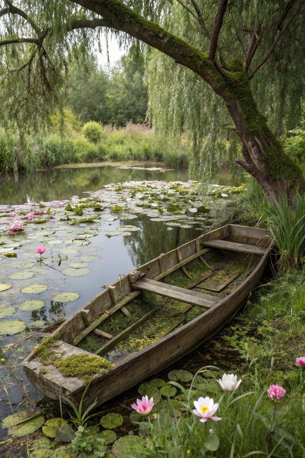 A serene miniature water garden