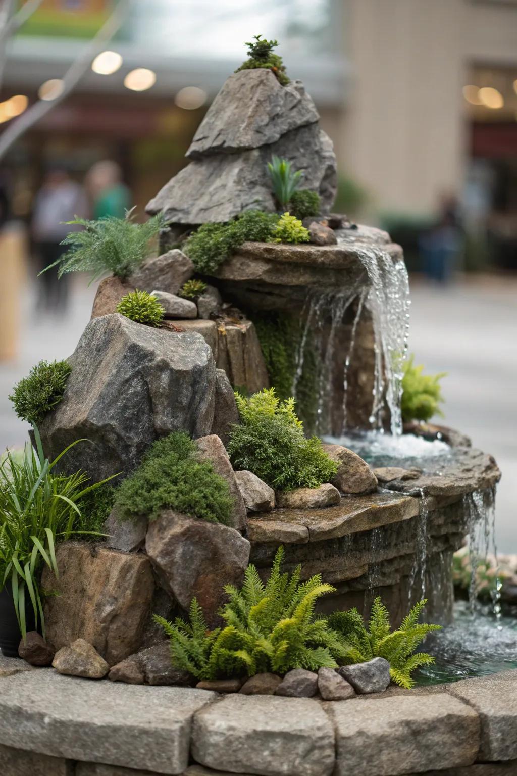 A miniature mountain landscape captures the majesty of nature in a compact form.
