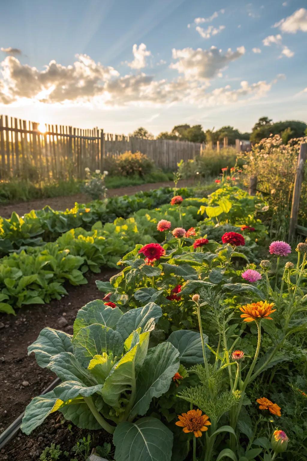 A mixed garden offers beauty and bounty.