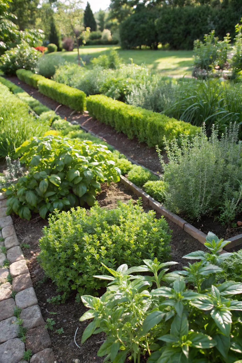 A dedicated herb section keeps flavors fresh at hand.