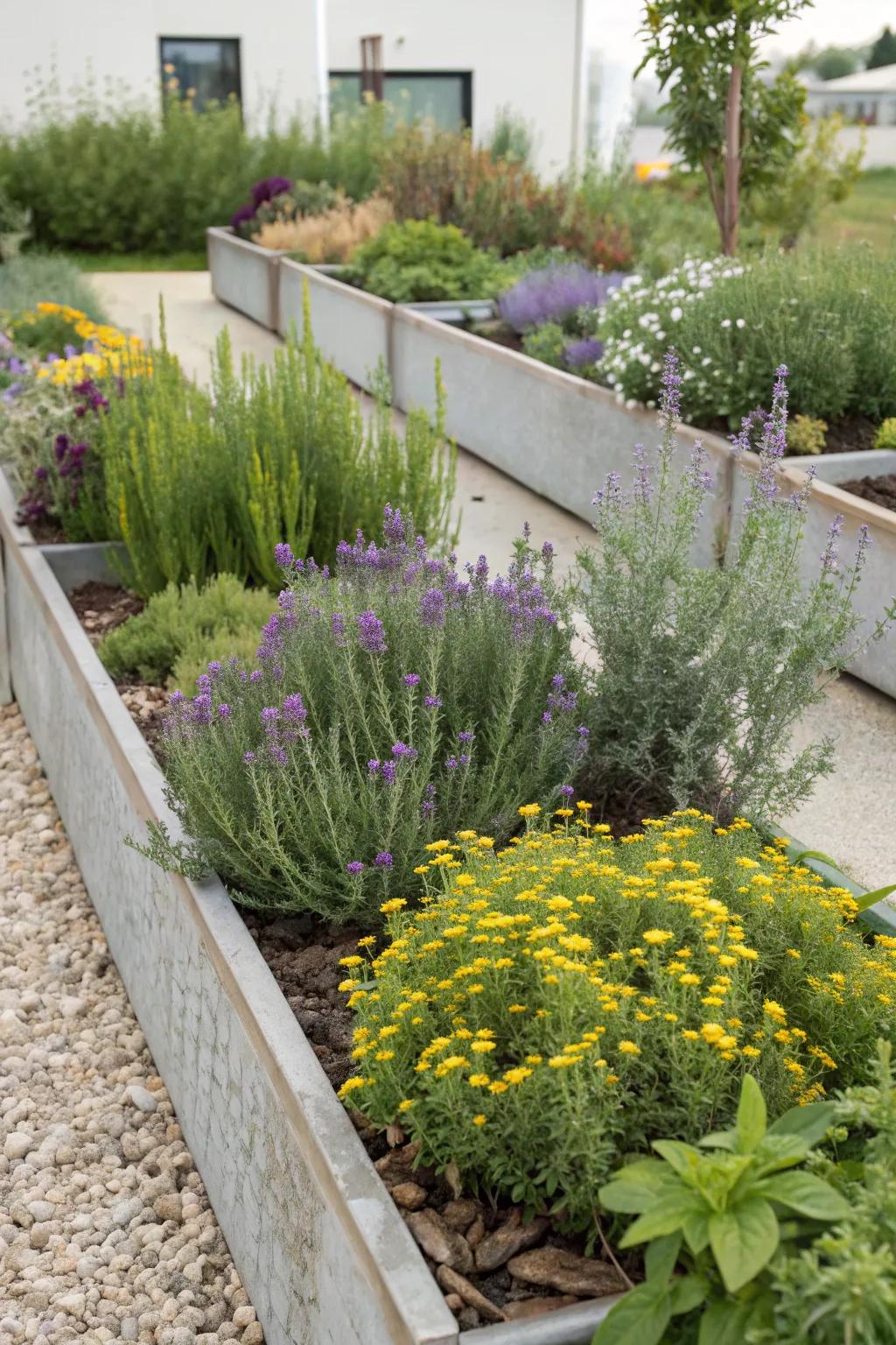 Raised planters offer a practical and aesthetic solution for water management.