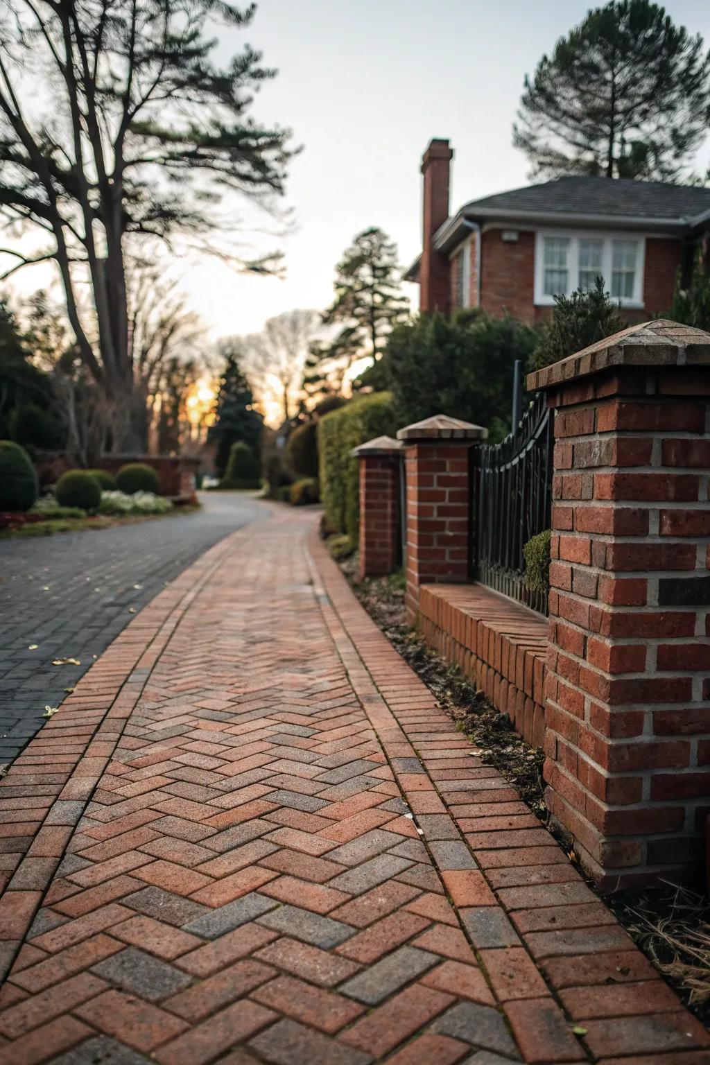 Brickwork offers a classic and durable driveway edge.