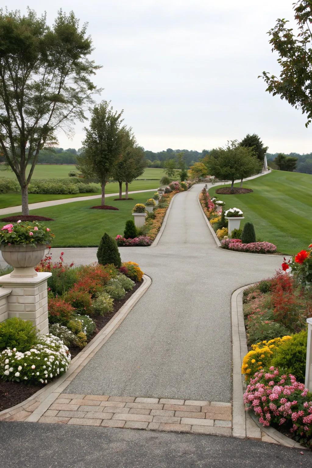 Decorative pathways offer charm and functionality.