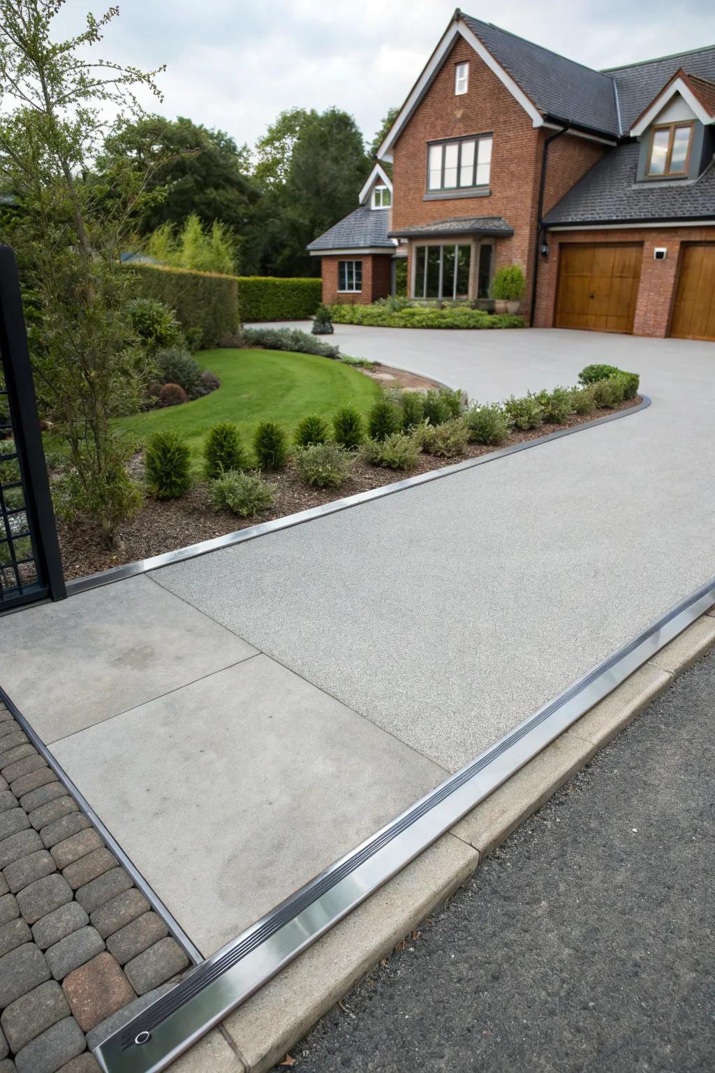 Metal edging offers a modern look for driveways.